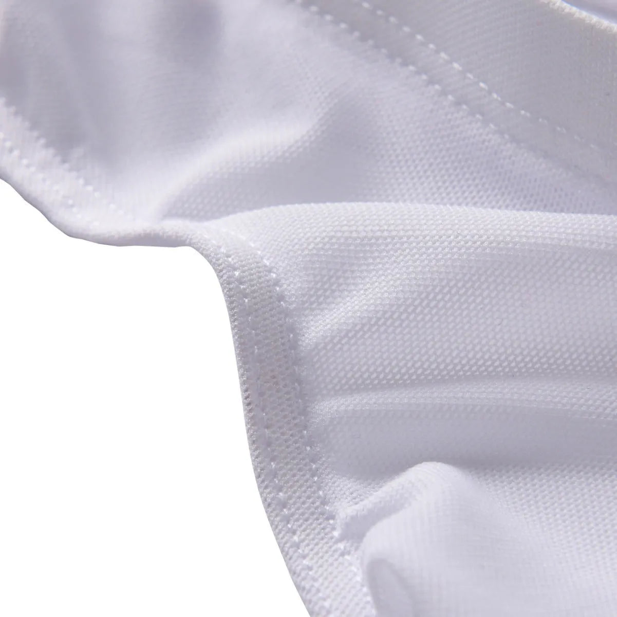 Man wearing black ice silk nylon triangle mid-waist briefs, showing quick-dry fashion shorts design.