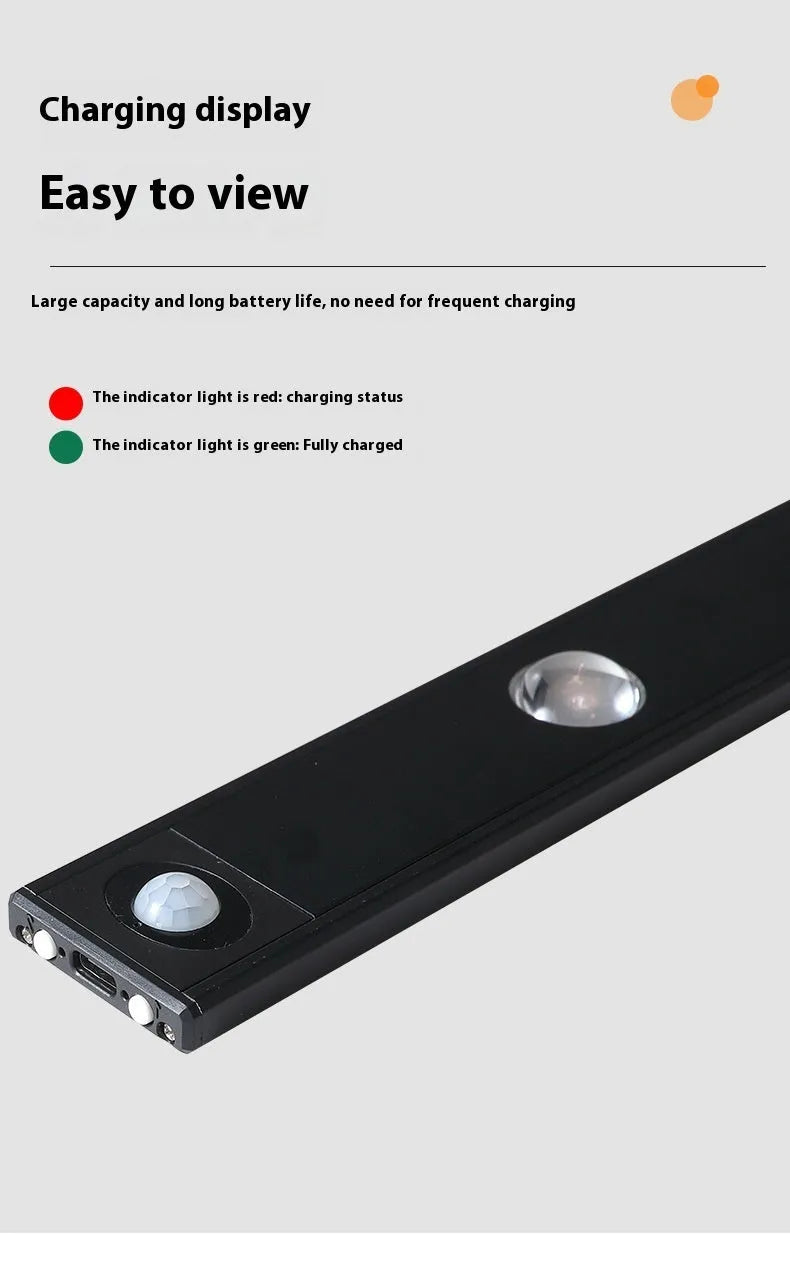 Black smart cat's eye infrared sensor light strip, rechargeable, three light colours, for wine cabinet, hallway, corrugated cabinet