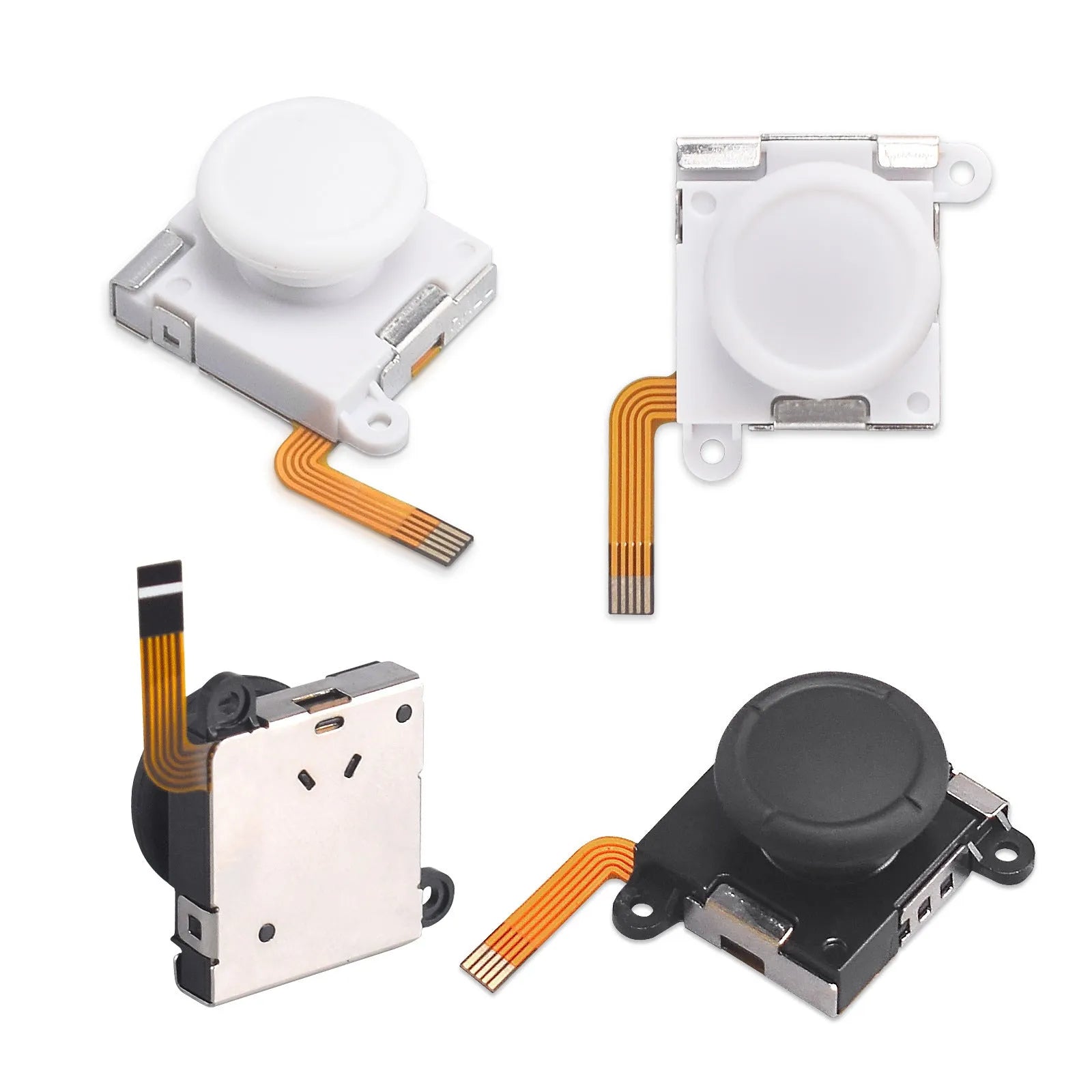 Black Hall effect magnetic joystick replacement module for gaming controllers.