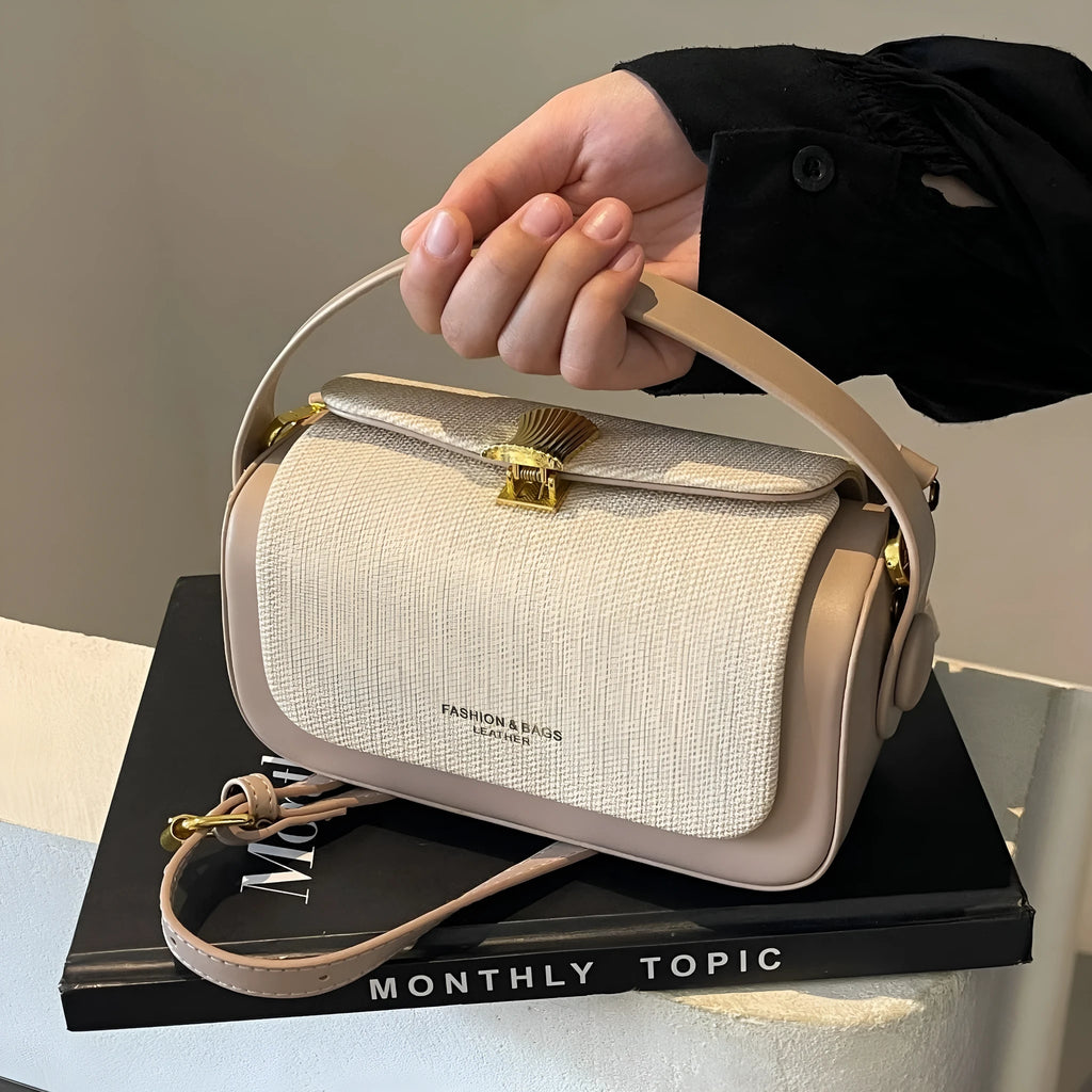 Women's PU leather messenger bag in urban simplicity style with horizontal square shape