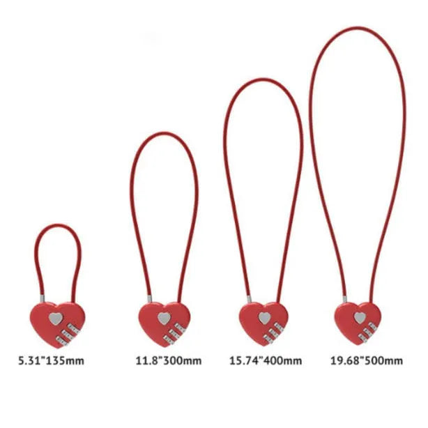 Peach Heart ABS plastic wire rope love lock with steel cable in modern design
