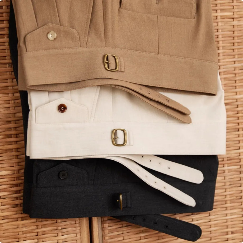 Men's slim fit straight leg trousers in wrinkle resistant polyester for business casual wear