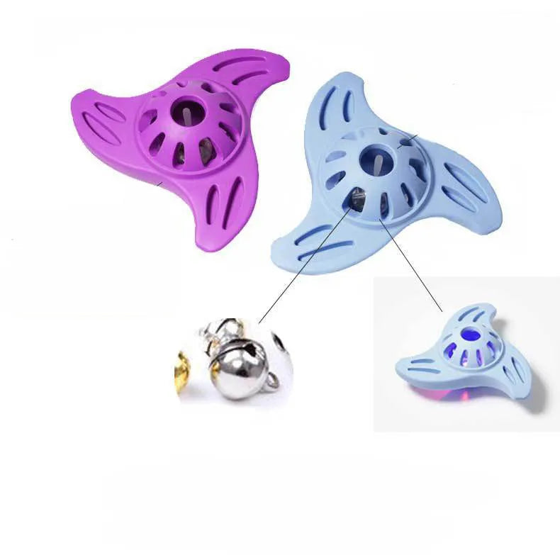 Blue boomerang-shaped dog chew toy with molar-inspired edges for medium and large breeds