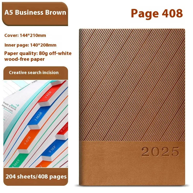 A4 office notepad with striped PU leather cover showing eight colour options