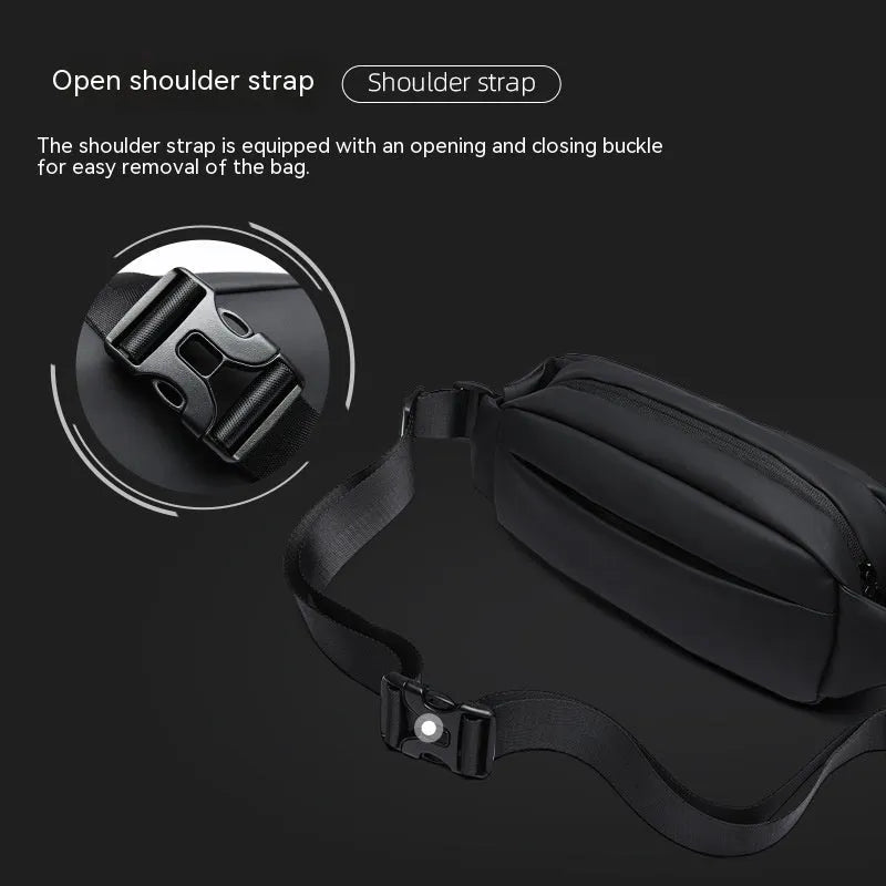 Black Oxford cloth men's messenger crossbody bag with street trend sewing thread detailing