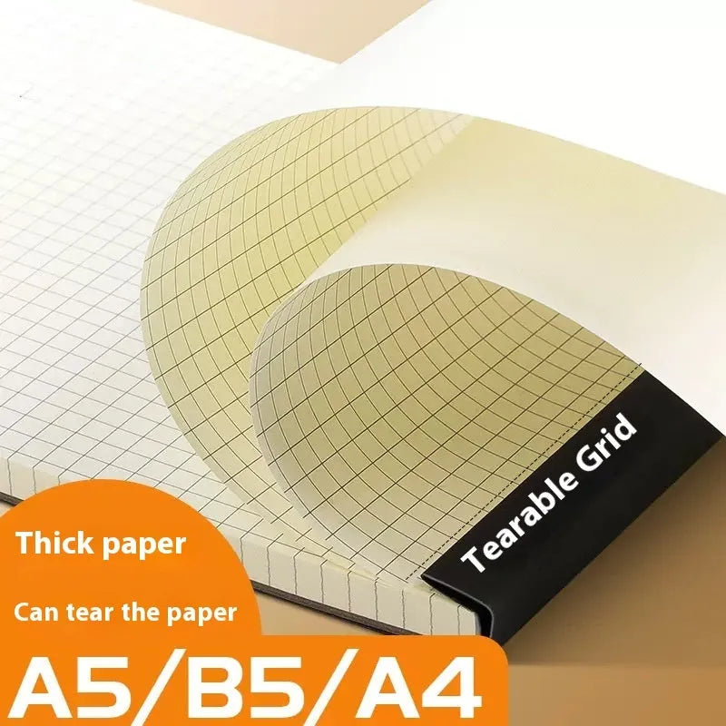 A4 A5 B5 writing pads showing horizontal line, grid and blank page options with 80 sheets