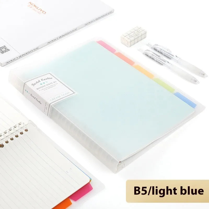 Refillable B5 spiral notebook with coloured PP cover and loose-leaf paper