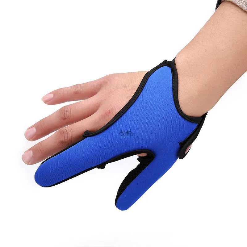 Single two-finger fishing glove with diving cloth back and microfiber palm, shown in a selected colour.