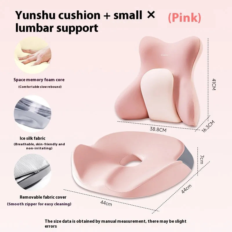 Ergonomic backrest waist pad with memory foam filler in solid colour options.