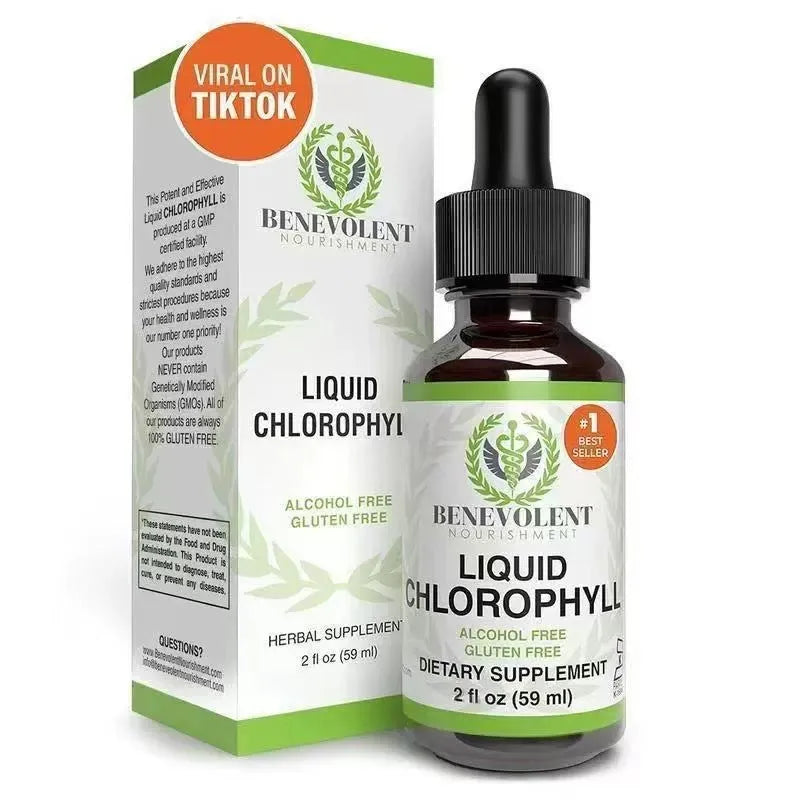60ml bottle of natural liquid chlorophyll drops for adult intestinal care