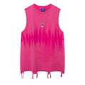 Men's loose hip hop sleeveless vest in cotton with dimensional patch pocket and straight hem, black or pink, S-XXL