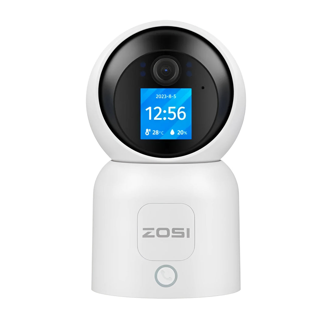 Zhou Shi white plastic indoor Wi-Fi security camera with lens, mounted on a screw-fixed bracket.