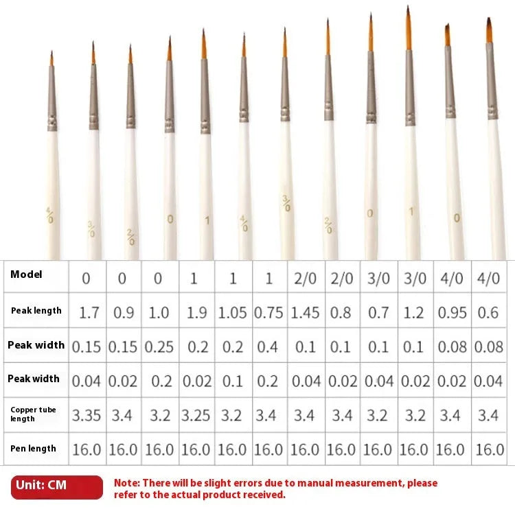 Pearl white fluorescent art marker set with 12 nylon wool brushes in a solid wood holder.