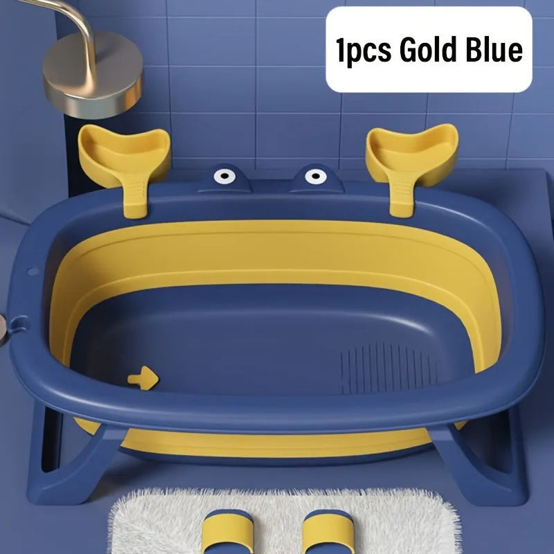 Foldable blue portable plastic pet tub for washing a small dog or cat