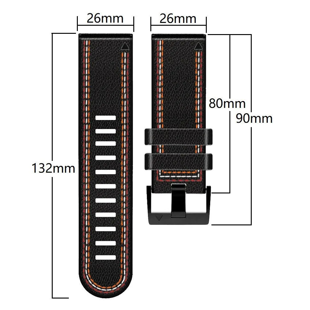 Silicone leather quick release watchband for Garmin Fenix smartwatches in 22mm and 26mm sizes