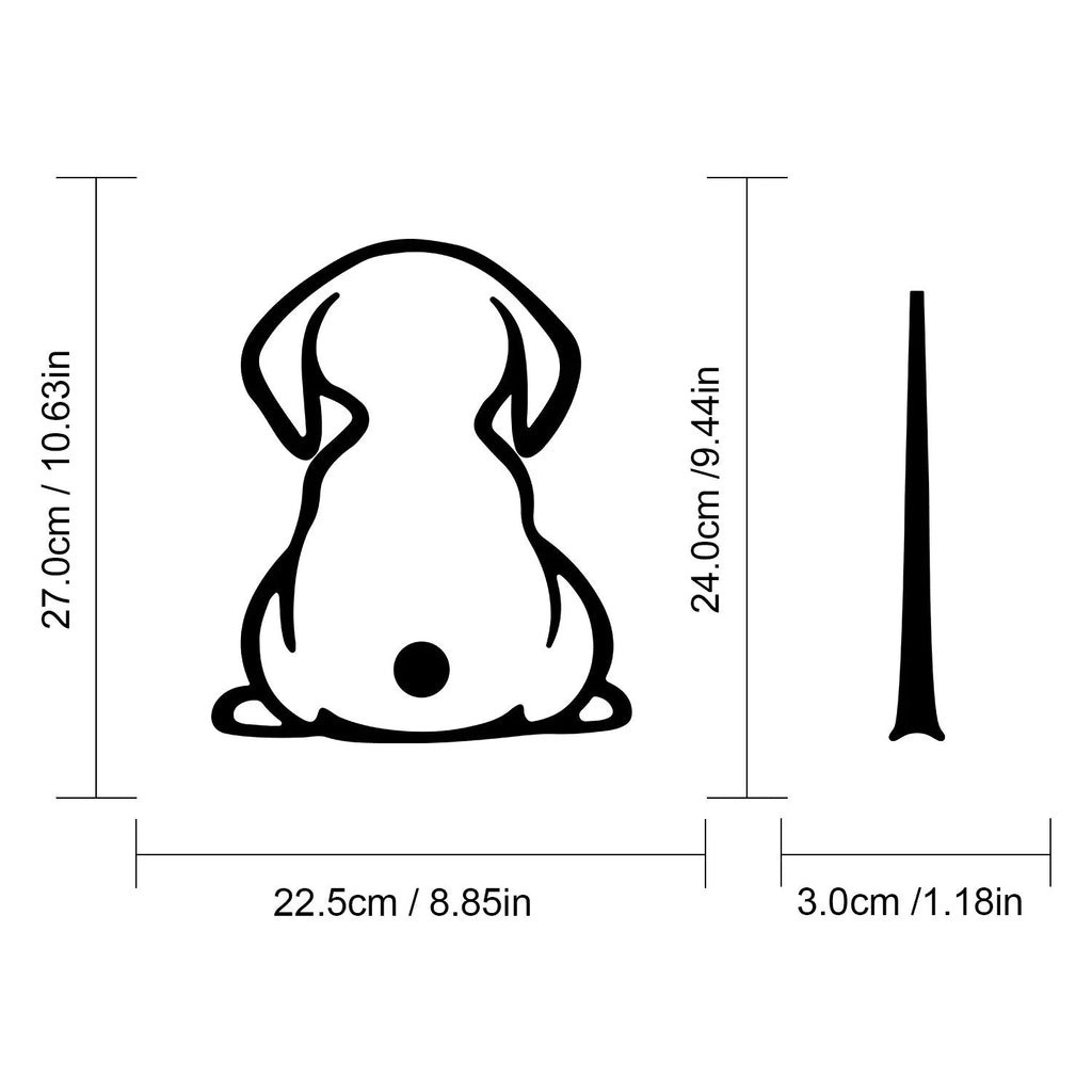 Car rear window sticker with cartoon cat design and dog silhouette creating wiper shadow effect