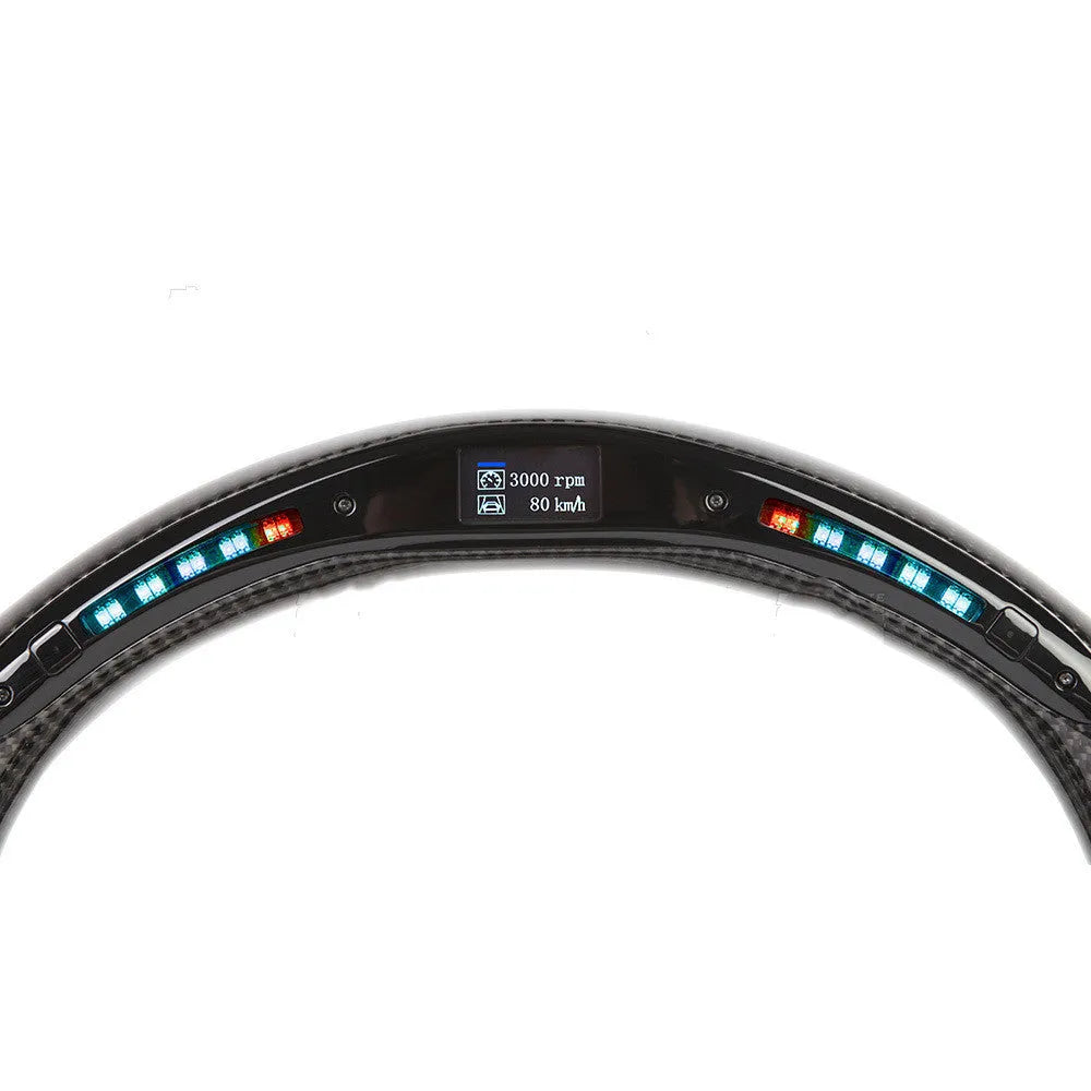 Black carbon fibre BMW X3 X5 steering wheel with LED display and multifunctional controls