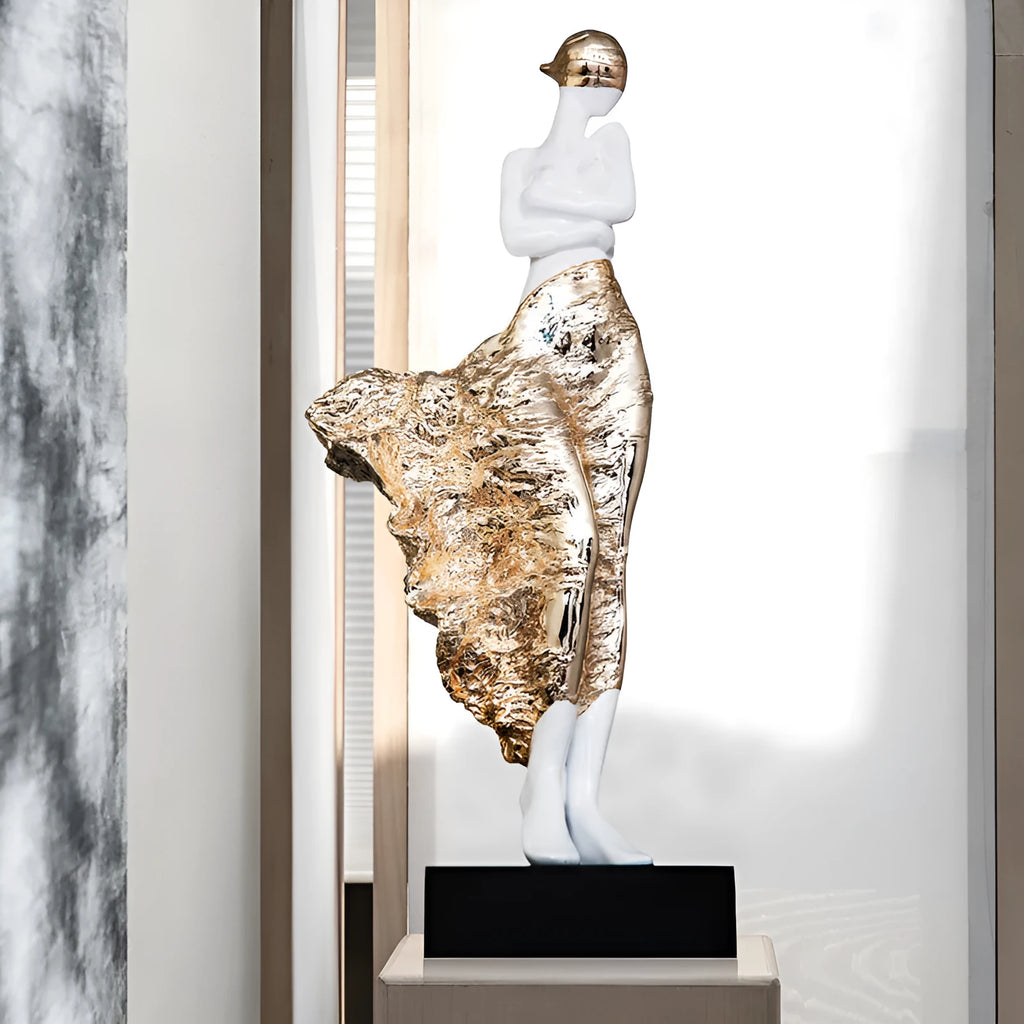 48cm tall modern minimalist resin sculpture ornament in rose gold or silver finish.
