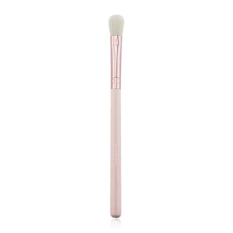 26-piece pink makeup brush set with wooden handles in portable PU case