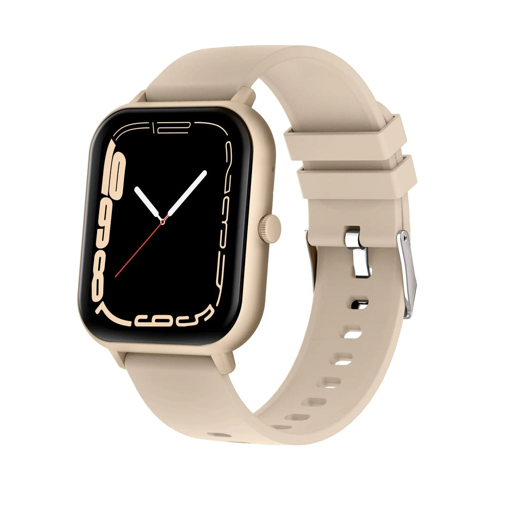 Bluetooth smart watch with heart rate monitor on wrist, showing TFT touchscreen display.