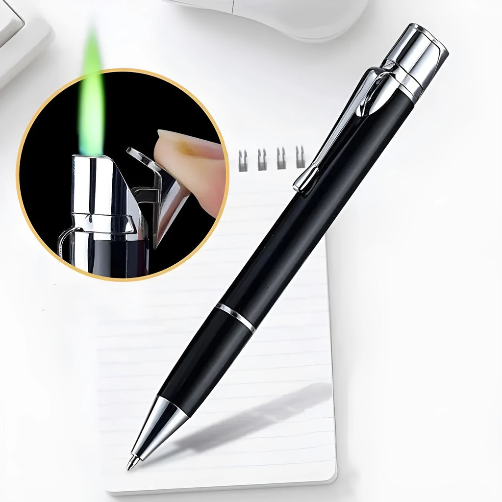 Metal windproof pen jet lighter in six colours with key chain