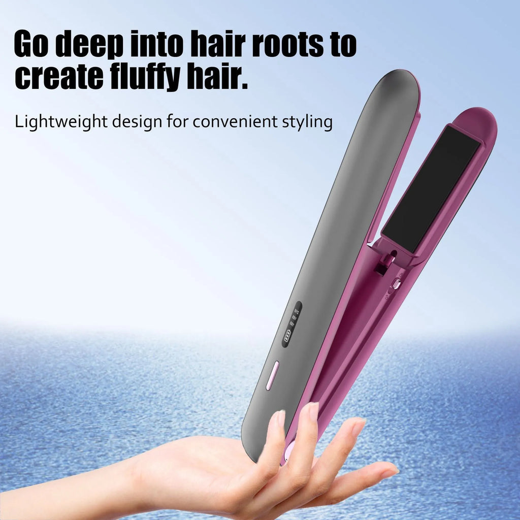 Moon shadow gray wireless hair straightener with tourmaline ceramic plates for bangs