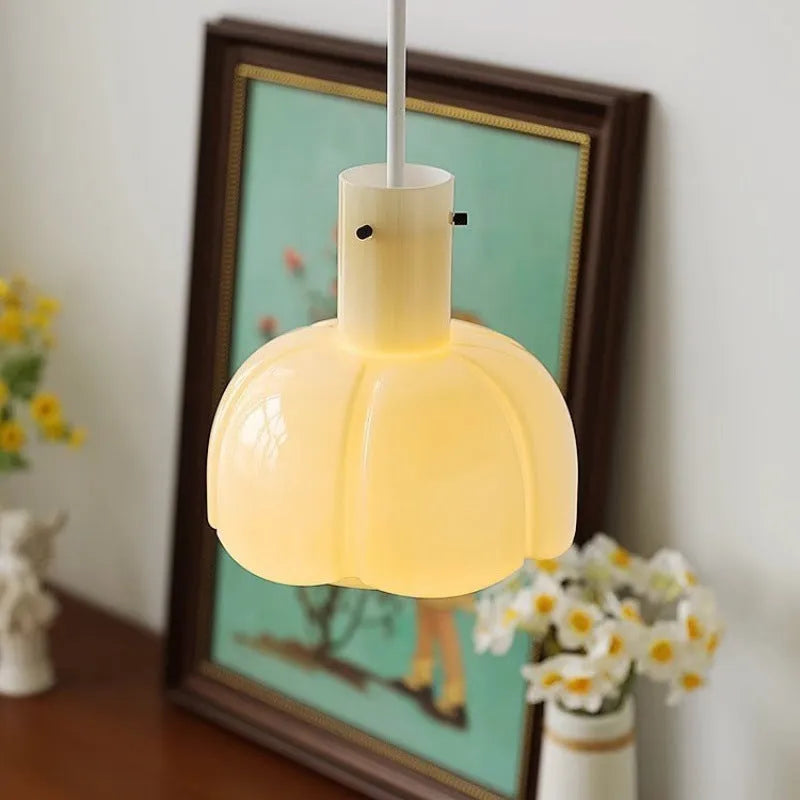 Medieval glass bud chandelier pendant light in beige, caramel, emerald green, light pink, milky white and orange colours for dining room