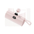 Capsule shaped wireless power bank with digital display showing battery percentage