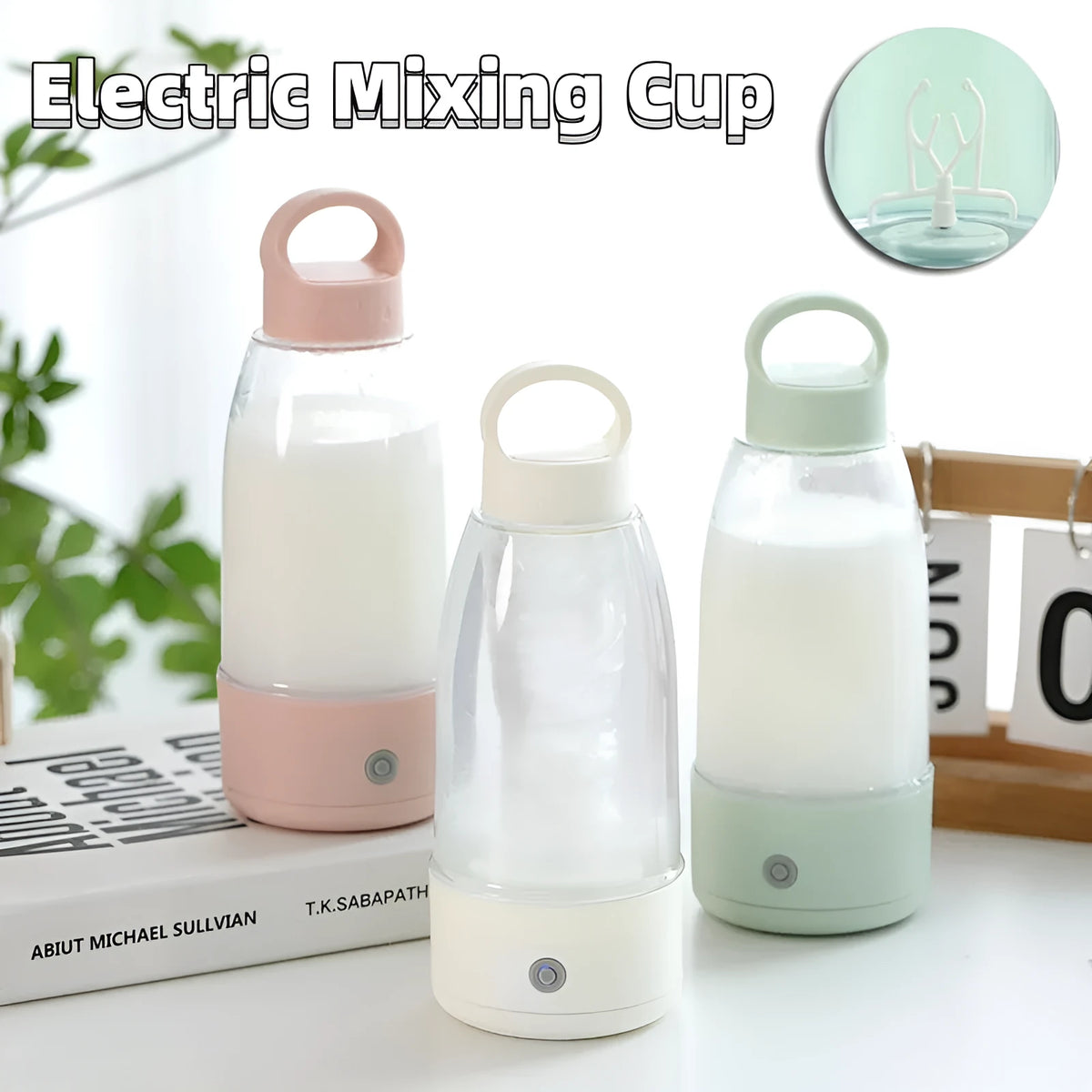 Automatic electric shaker bottle with USB charging port and 350ml capacity