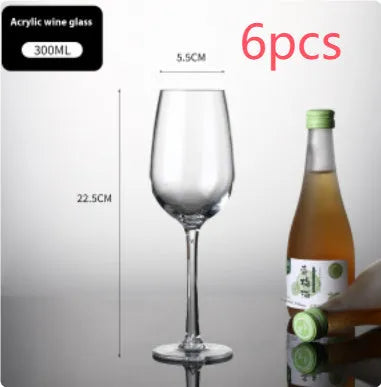 Drop-resistant PC Acrylic wine glass in modern simplicity style available in 300ml and 550ml capacities for party catering.