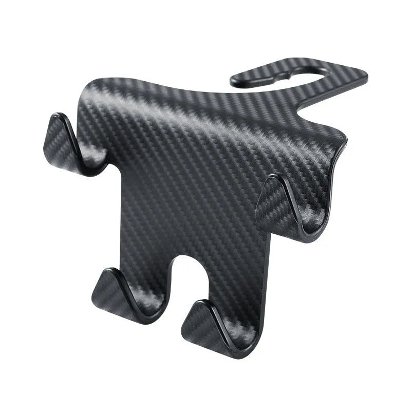 Black ABS plastic car seat back hook with integrated mobile phone holder bracket