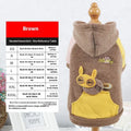Cotton pet sweatshirt dog clothing in brown, available in sizes XS to 2XL