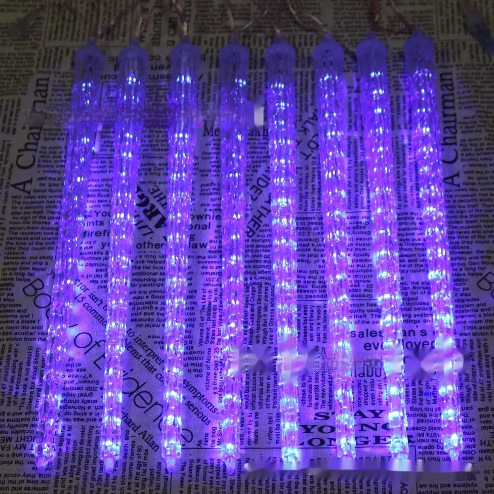 LED ice cone meteor shower solar festoon lamp with remote control in flower shape design