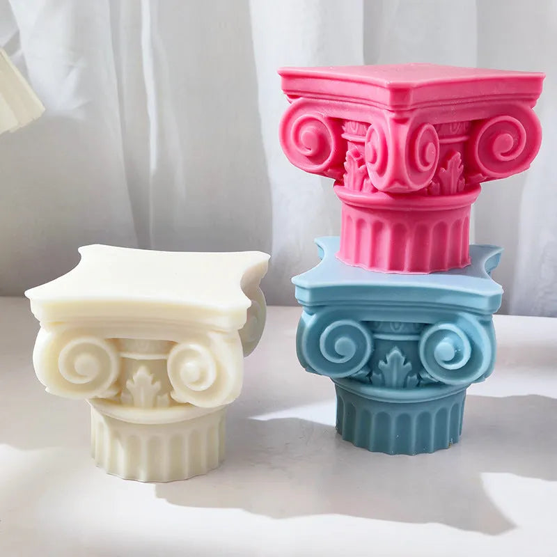 Silicone Roman pillar candle mould with irregular column design for multi-material crafting