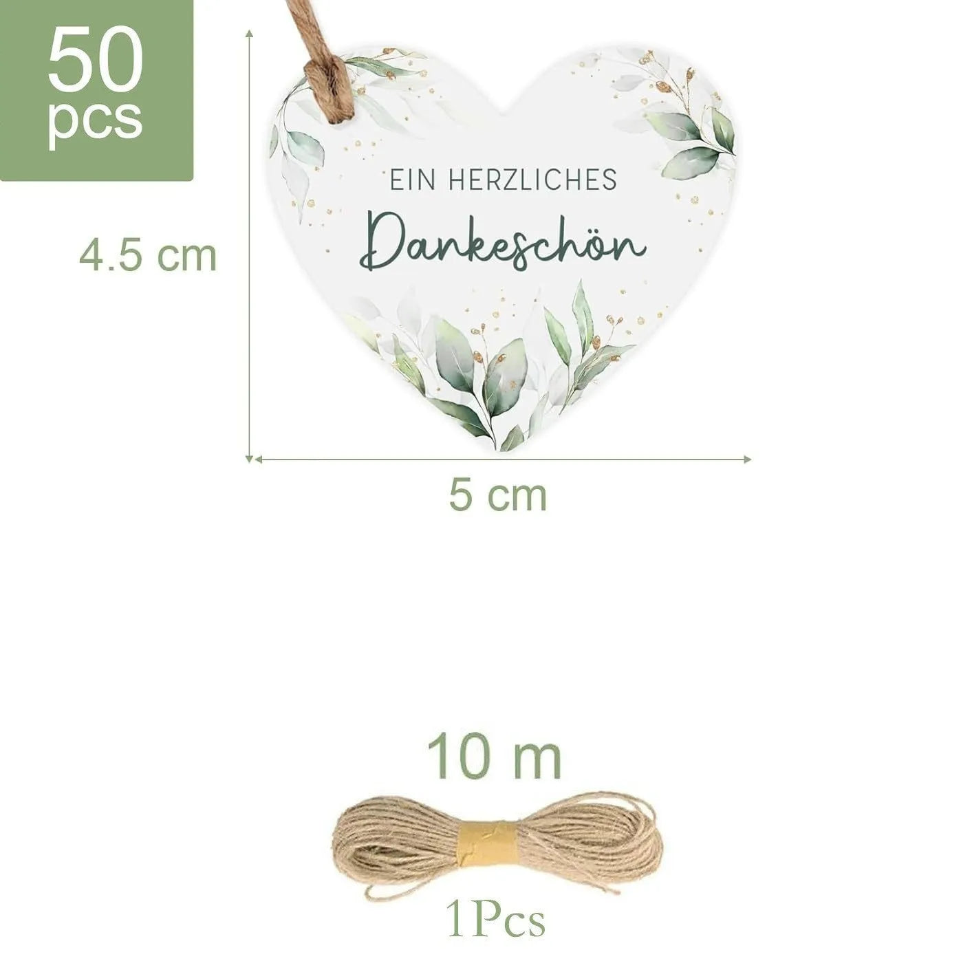 Pack of 50 paper flower heart-shaped gift tags in Style 1 or Style 2 for wedding favors