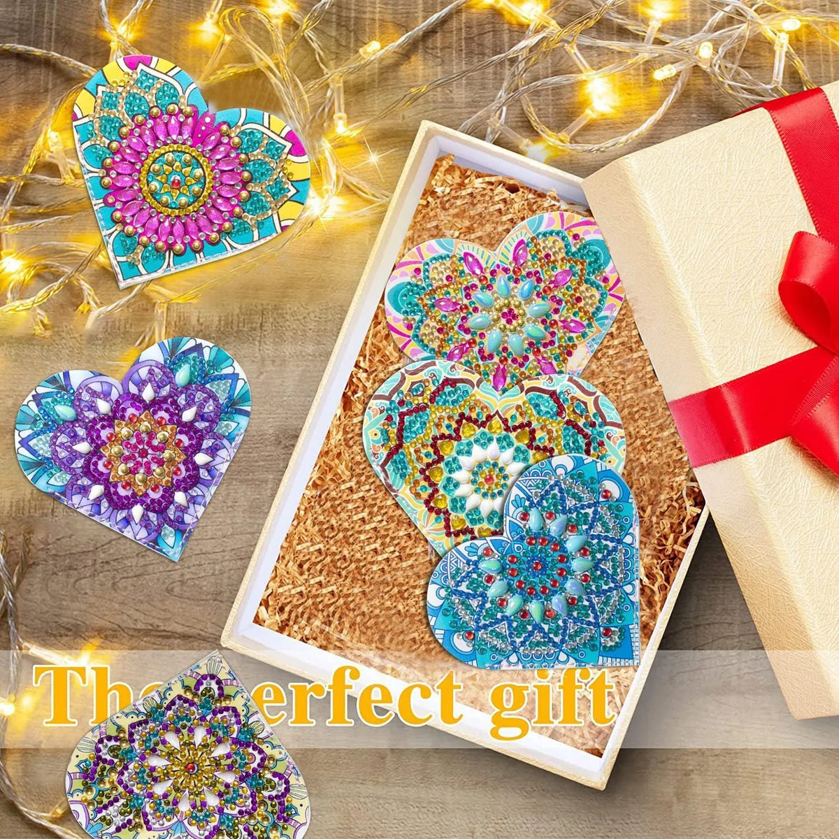 Six handmade crystal flower bookmarks on PU leather with modern simplicity frameless design