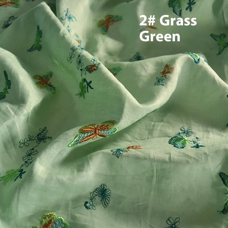 Pure ramie hanfu fabric in beige, grass green or dark green showing 140cm width measurement