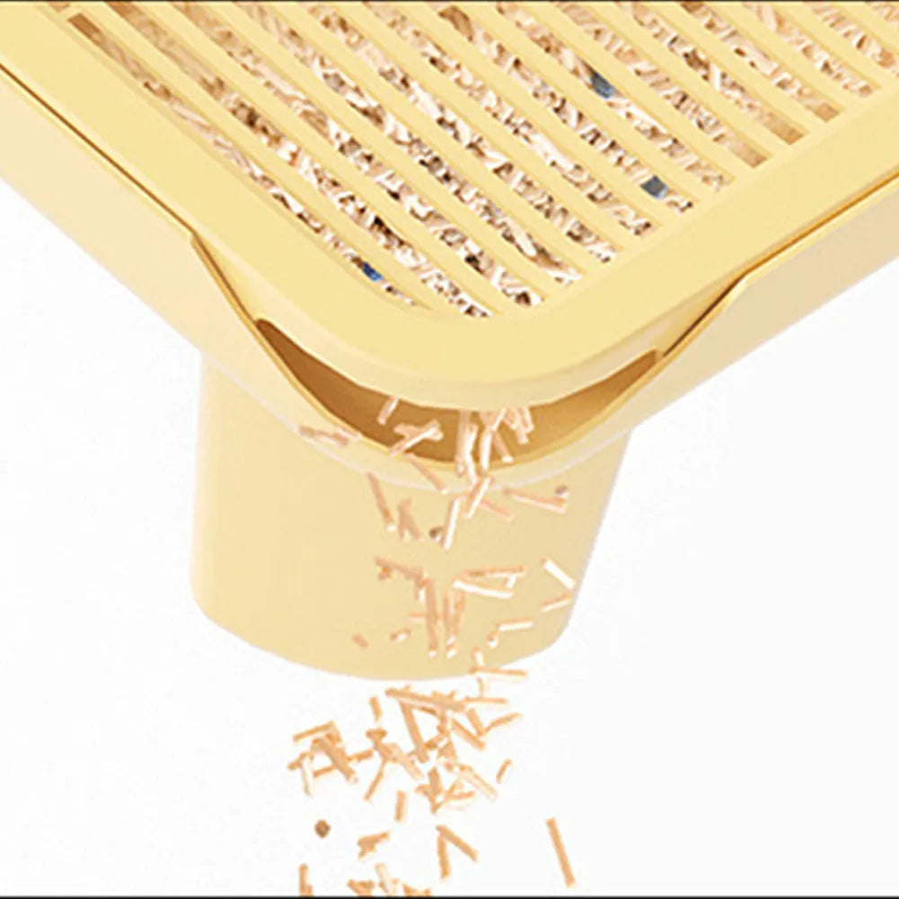 Square milk yellow cat litter mat with textured surface and silicone anti-slip feet