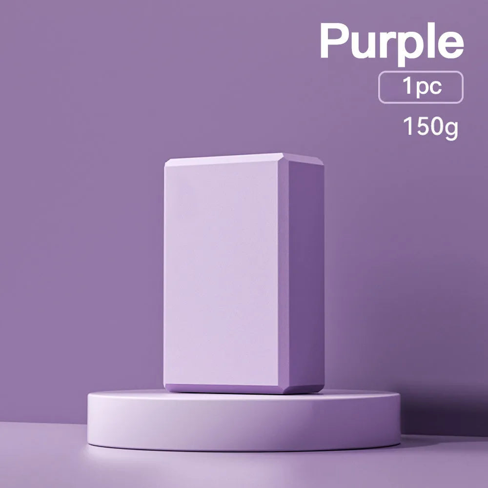 Solid colour EVA foam yoga brick with hexagonal ridged design for balance training