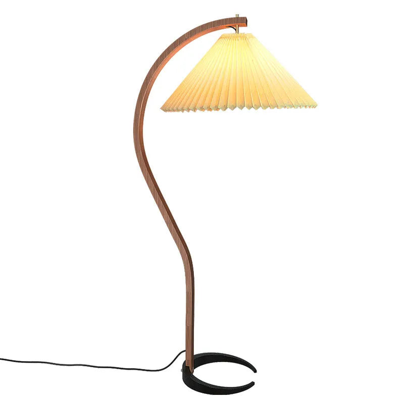 Retro vertical table lamp with log white lampshade and three-colour variable light function