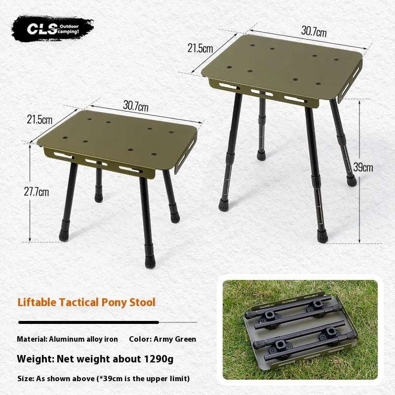 CLS Outdoor aluminium folding camping stool that converts to small table with height adjustment