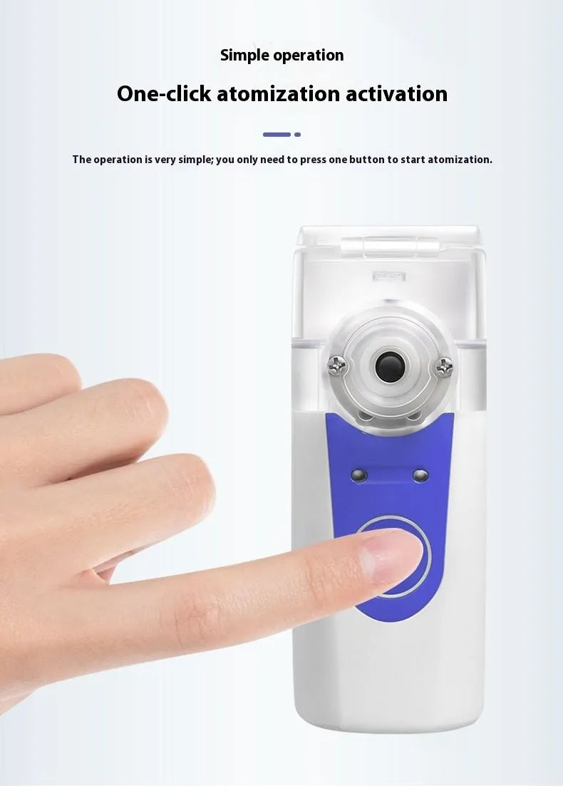 USB-powered handheld nebuliser with columnar plastic design and 0.5L water tank for children's respiratory relief