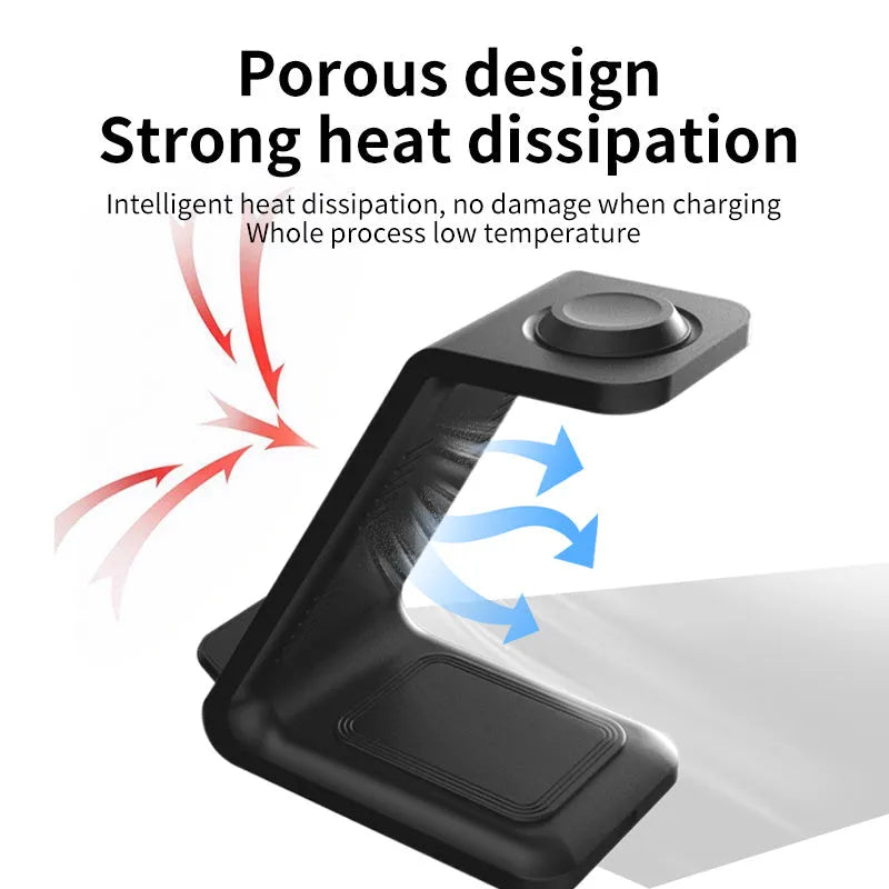 White upright wireless charging phone holder with dual coil technology and TYPE-C connection