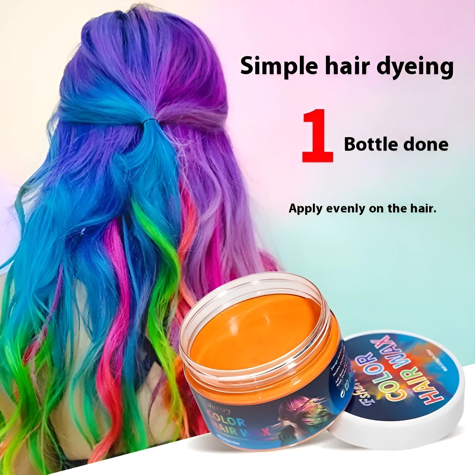 120g tub of hair styling clay mud in various colours including blue, red, and green for temporary hair dye