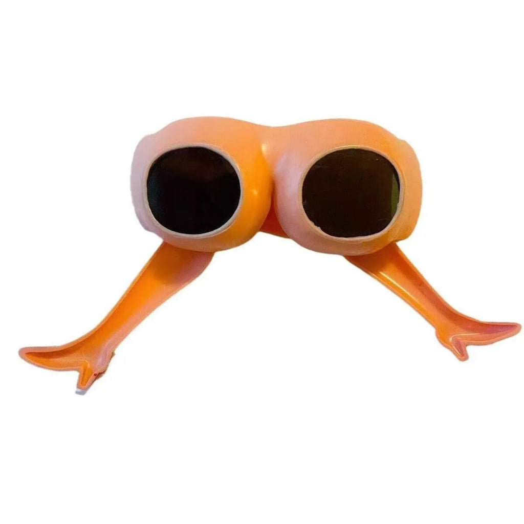 Orange plastic novelty sunglasses with a leg and hip design frame.