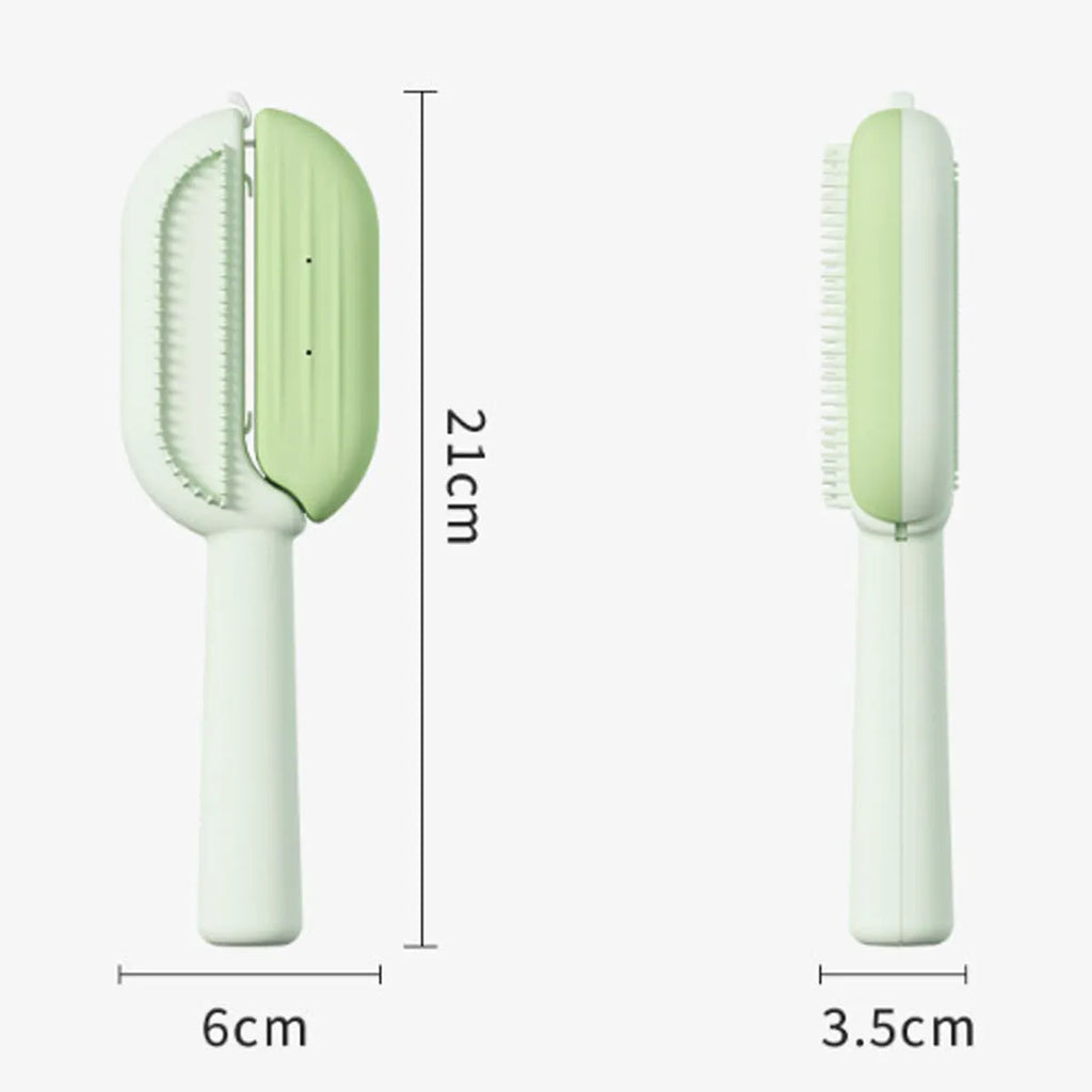 Blue pet grooming comb with water tank for removing floating hair from dogs and cats