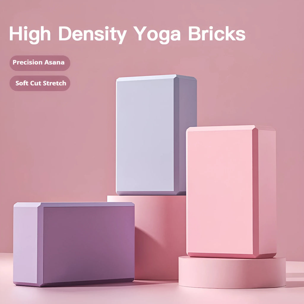 Solid colour EVA foam yoga brick with hexagonal ridged design for balance training