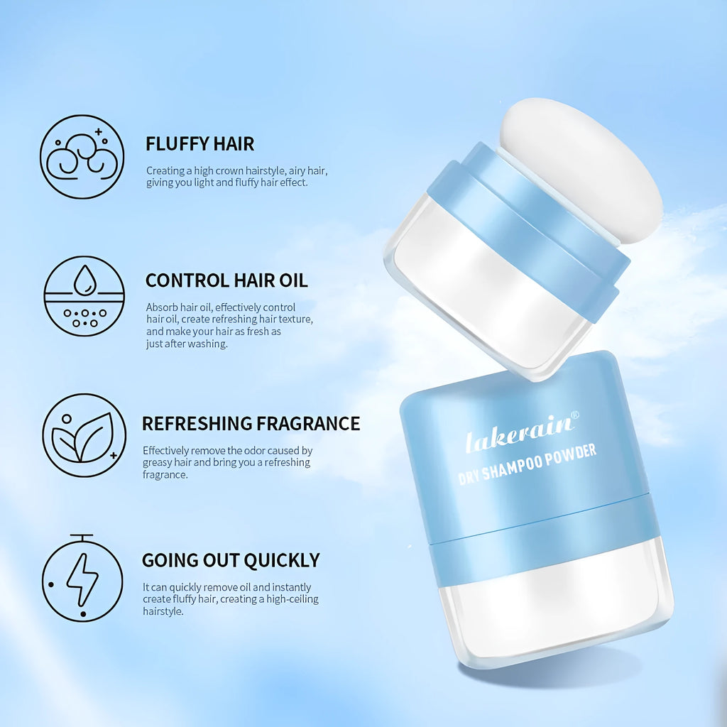 Single-use 5g hair dry cleaning booster powder pack with sponge headband applicator and mirror.