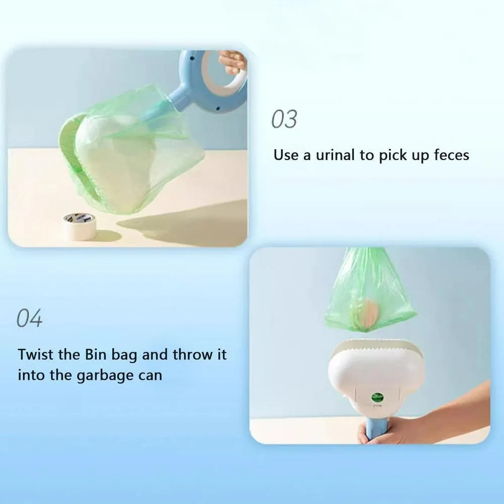 White blue dog pooper scooper with cloud-shaped jaws for outdoor waste cleanup