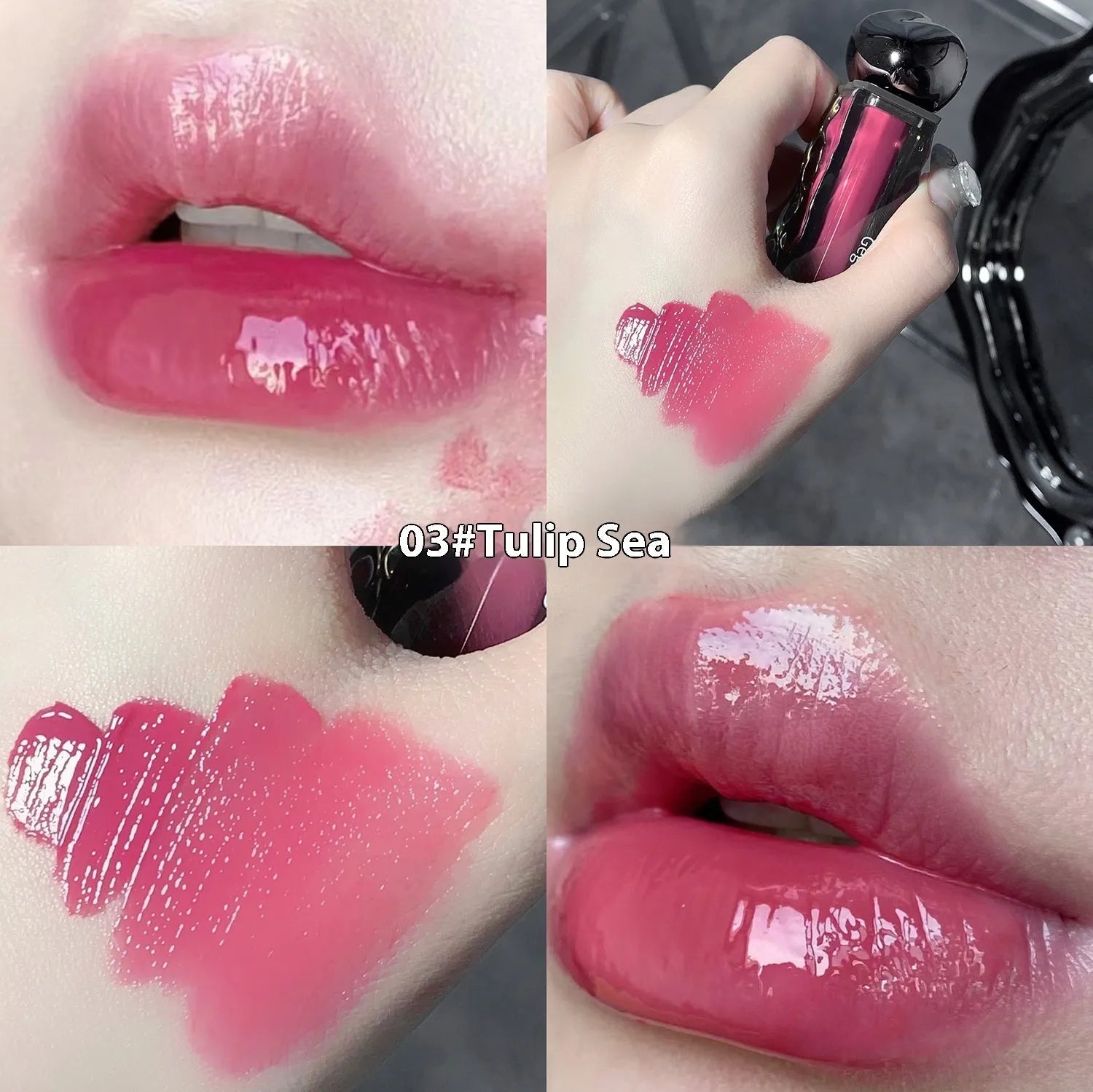 Glacier Lava Lip Lacquer tube with mirror, shown in one of seven colour options.